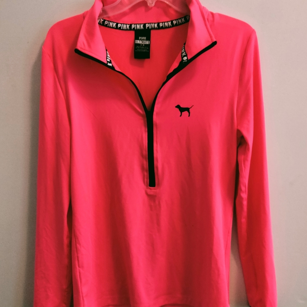 PINK By VS LONG SLEEVE HALF ZIP WORKOUT TOP